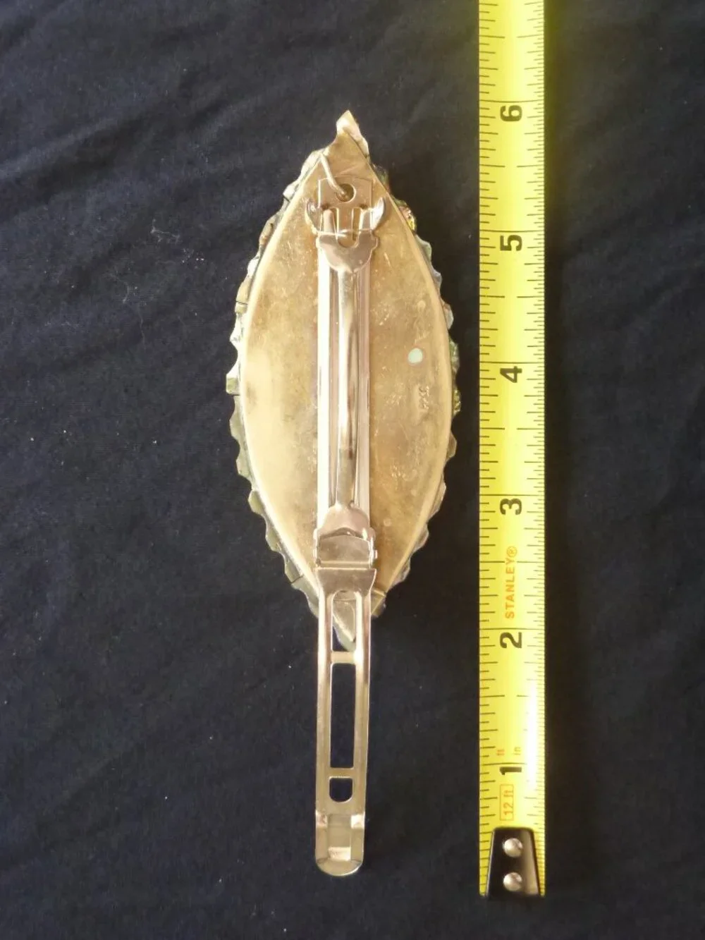 Vintage Mexican Alpaca Silver Inlay Hair Barrette MOP Abalone Shell 3.75